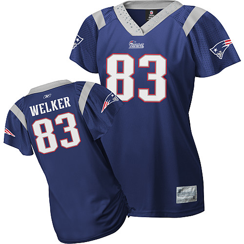 Patriots #83 Wes Welker Blue Women's Field Flirt Stitched NFL Jersey